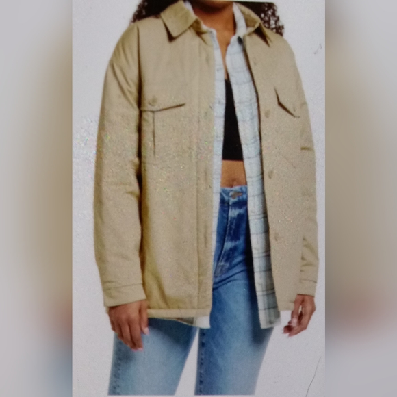 NWT BP 100% COTTON EXTERIOR QUILTED BUTTON UP SHIRT JACKET STADIUM JACKET - Picture 2 of 12